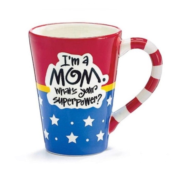 Wonder Woman Mom SuperPower 12 oz. Coffee Mug NEW with Tags Red, White & Blue - Picture 1 of 13